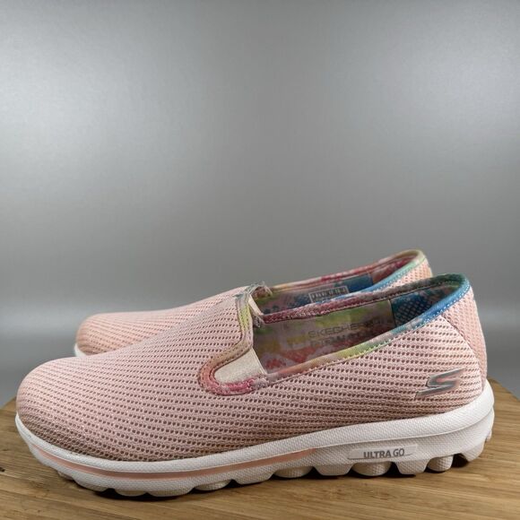S Skechers Go Walk Shoes Women's‎ 8 Pink Slip On Comfort Walking Sneakers - Picture 3 of 8